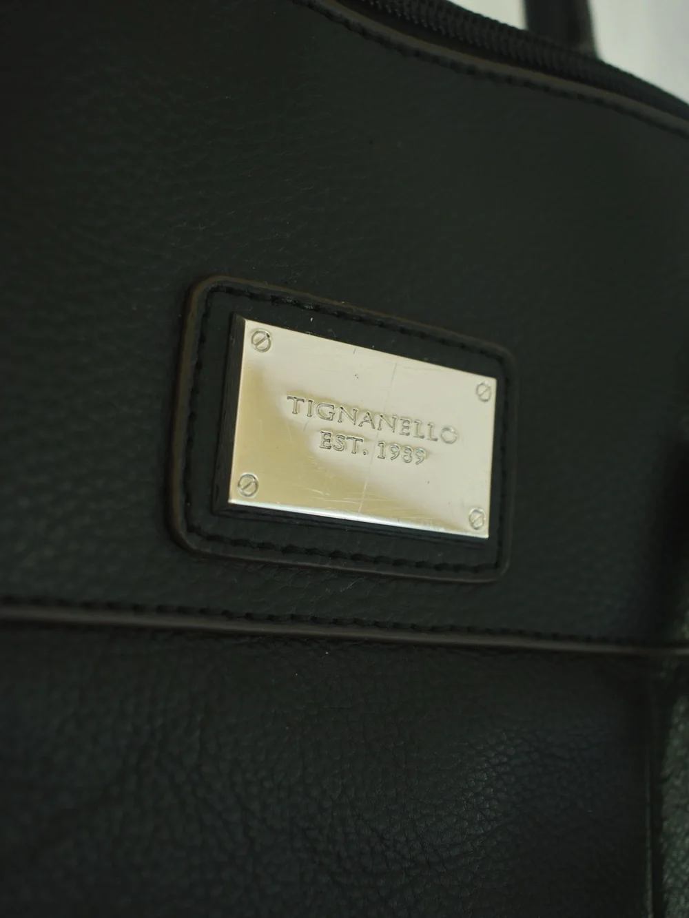 Classic Black Tignanello Leather Handbag